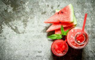 Watermelon juice with mint . photo