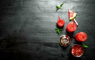 Watermelon cocktail with mint . photo