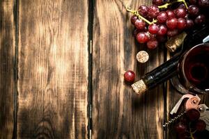 Red wine with grapes photo