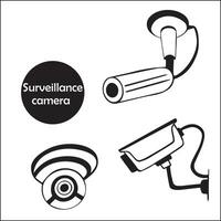 conjunto de cctv cámaras de varios silueta formas en bosquejo estilo. seguridad y controlar sistema. concepto de vigilancia y supervisión. vector