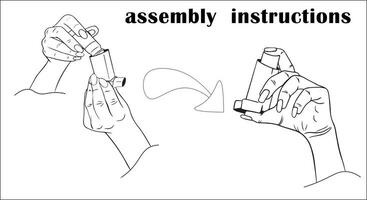 assembly instructions. Information on how to use an asthma inhaler. metered dose inhaler is used. Vector set of inhalation medicines