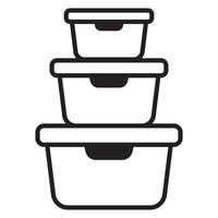 Food container icon. Lunchbox icon. Organising food storage containers. Vector icon isolated on white background.