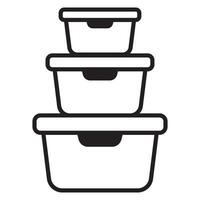 Food container icon. Lunchbox icon. Organising food storage containers. Vector icon isolated on white background.