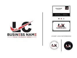 Alphabet Lc Vector Logo, Geometric LC Brush Logo Icon With Business Card