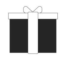 Gift box with ribbon flat monochrome isolated vector object. Special offer. Editable black and white line art drawing. Simple outline spot illustration for web graphic design