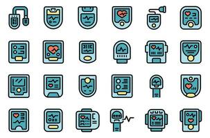 Pulse oximeter icons set vector color