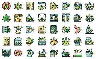 Cannabis icons set vector color