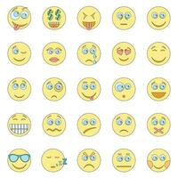 Smile icon set vector color