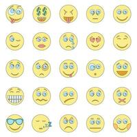 Smile icon set vector color