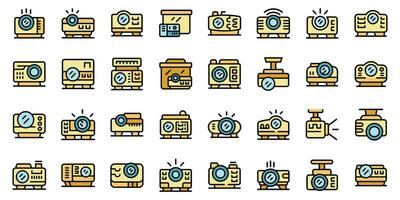 Projector icons set vector color