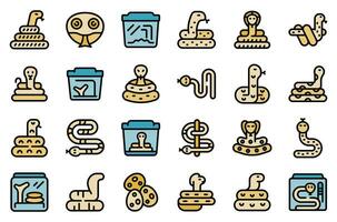 Snake pet icons set vector color