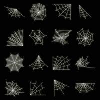 web araña telaraña íconos conjunto vector neón