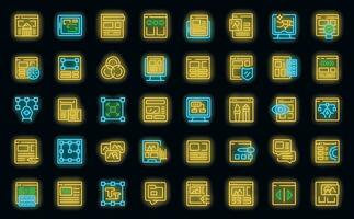 Interface designer icons set vector neon