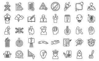 Crisis creativity icons set outline vector. Adaption mental vector