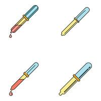 Pipette medical dropper icons set vector color