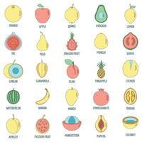 Fruits icons set vector color