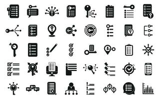 Key points icons set simple vector. Path process vector