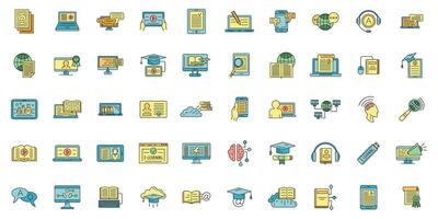 E-learning training icons set vector color