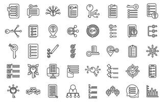 Key points icons set outline vector. Path process vector