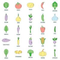 Vegetables icons set vector color