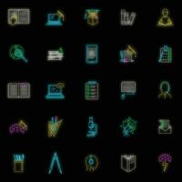 Homework study school icons set vector neon