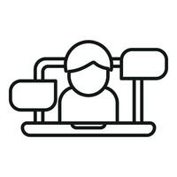 Laptop chat icon outline vector. Online element vector