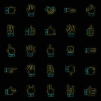 Gesture icons set vector neon