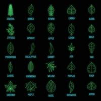 Leaf icons set vector neon