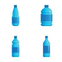 Bottled water icons set cartoon vector. Pure drinking water in plastic container vector