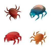 Mite icons set cartoon vector. Various type of mite vector