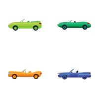 Cabriolet icons set cartoon vector. Convertible in various color vector