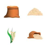 Rice cultivation icons set cartoon vector. Growing and storing rice vector