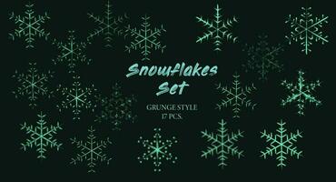 Outline silhouettes of snowflakes in grunge style vector