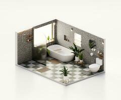 Isometric view bathroom open inside interior architecture 3d rendering photo