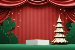 Merry Christmas event product display podium with decoration background 3d renderingMerry Christmas event product display podium with decoration background 3d rendering photo