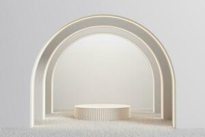 Abstract Minimal Modern White Podium Platform For Product Display Showcase 3D Rendering photo