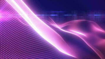 Purple glowing magic waves from energy particles abstract background video