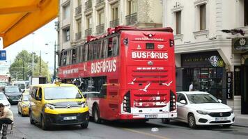 Istanbul Turkey 12 may 2023. Red Big Bus Double decker tourist Tour bus.. video