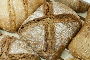 Close-up of various types breads photo