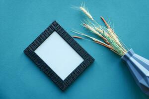 top view of empty frame on table photo