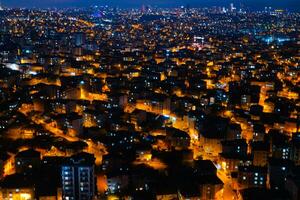 top view of cityscape in istanbul at night photo