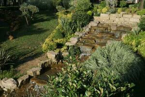 small waterfall at public park in istanbul photo