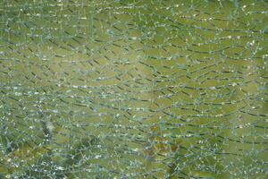 broken glass with sharp pieces outdoor . photo