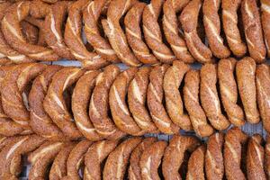 Turkish Bagel Simit on table photo