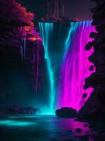 Neon waterfall background photo