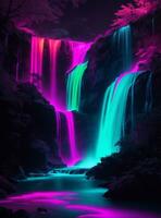 Neon waterfall background photo