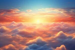 Sunrise sky with clouds. New beginning and hope. AI Generated photo