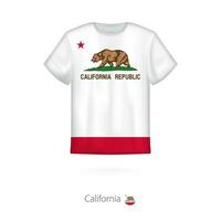 T-shirt design with flag of California U.S. state. vector