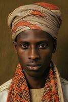 African man wearing traditional clothing and a turban photo