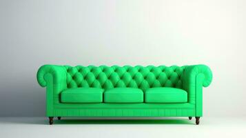 Green sofa with legs isolated on white. Elements for interior design photo